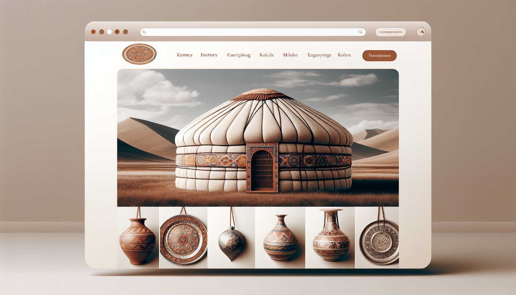 A website showcasing Kalmykian art with a yurt in the background