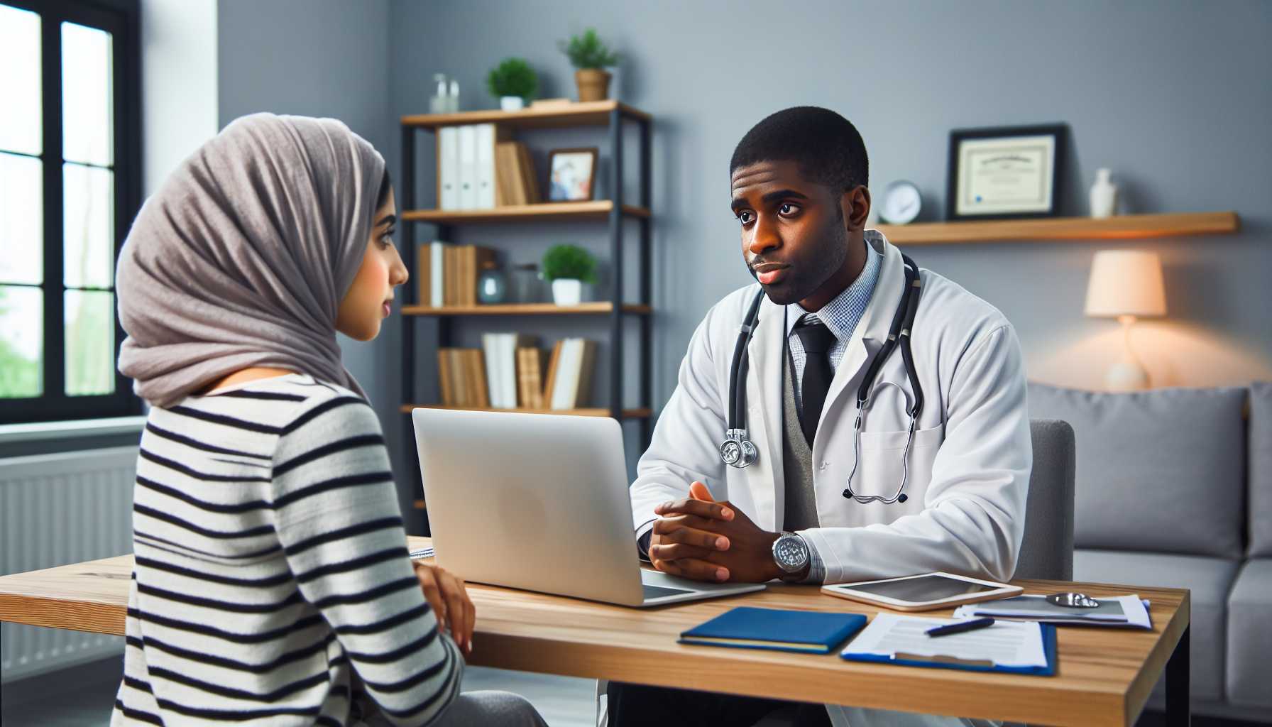 a doctor and a patient talking on a video call