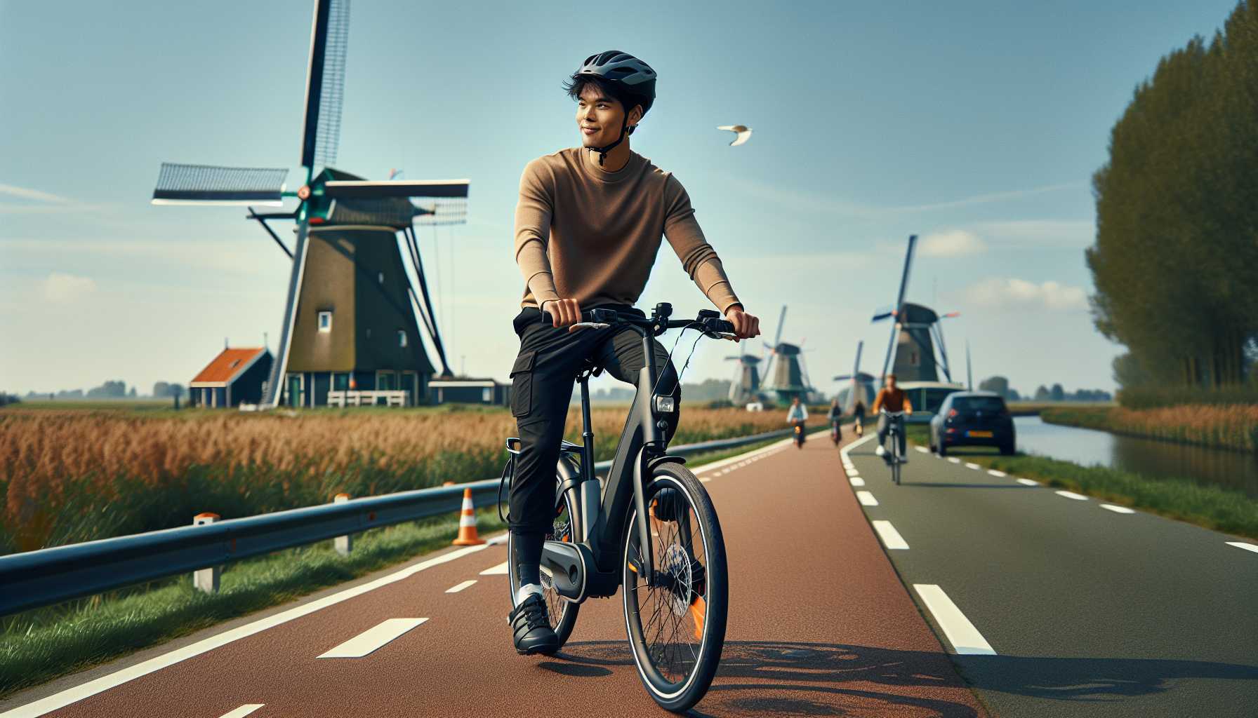 Person riding an electric bike in the Netherlands