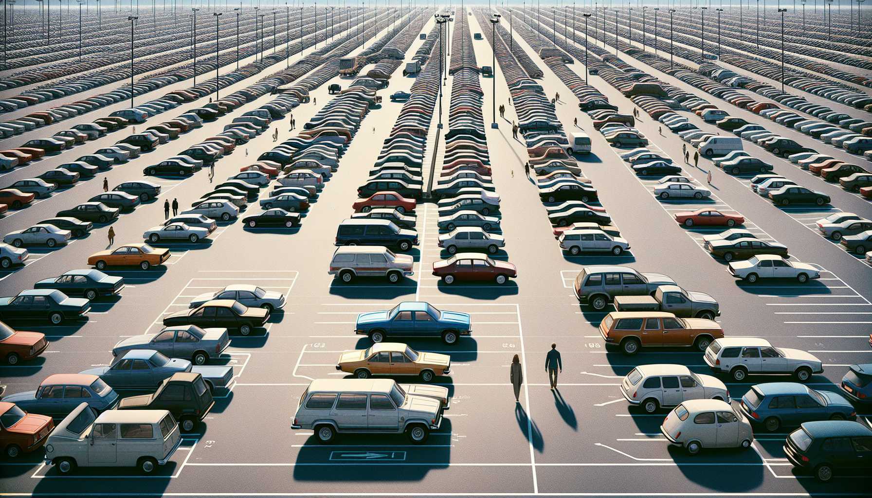 a large parking lot full of cars