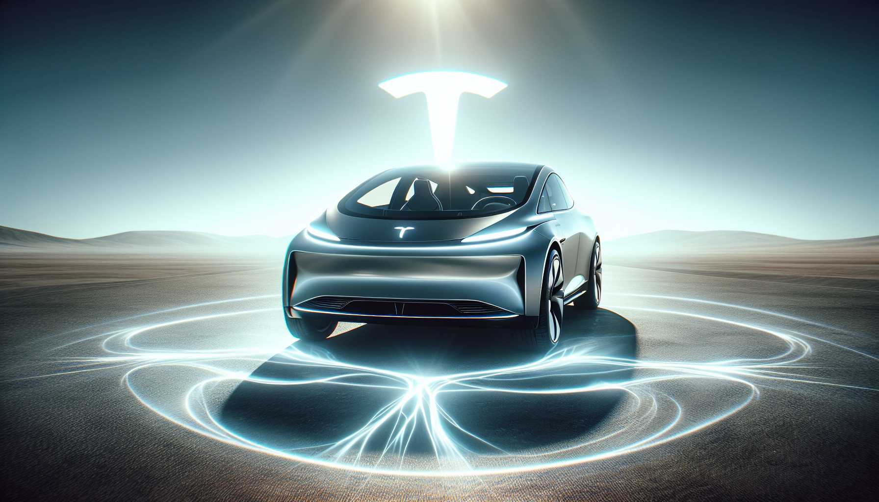 a Tesla car with a glowing aura