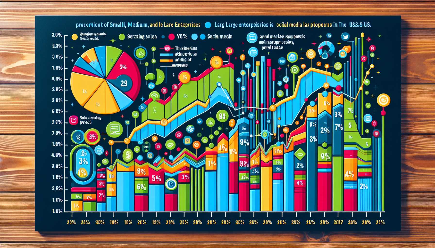 A graph showing the percentage of businesses in the USA using social media for marketing