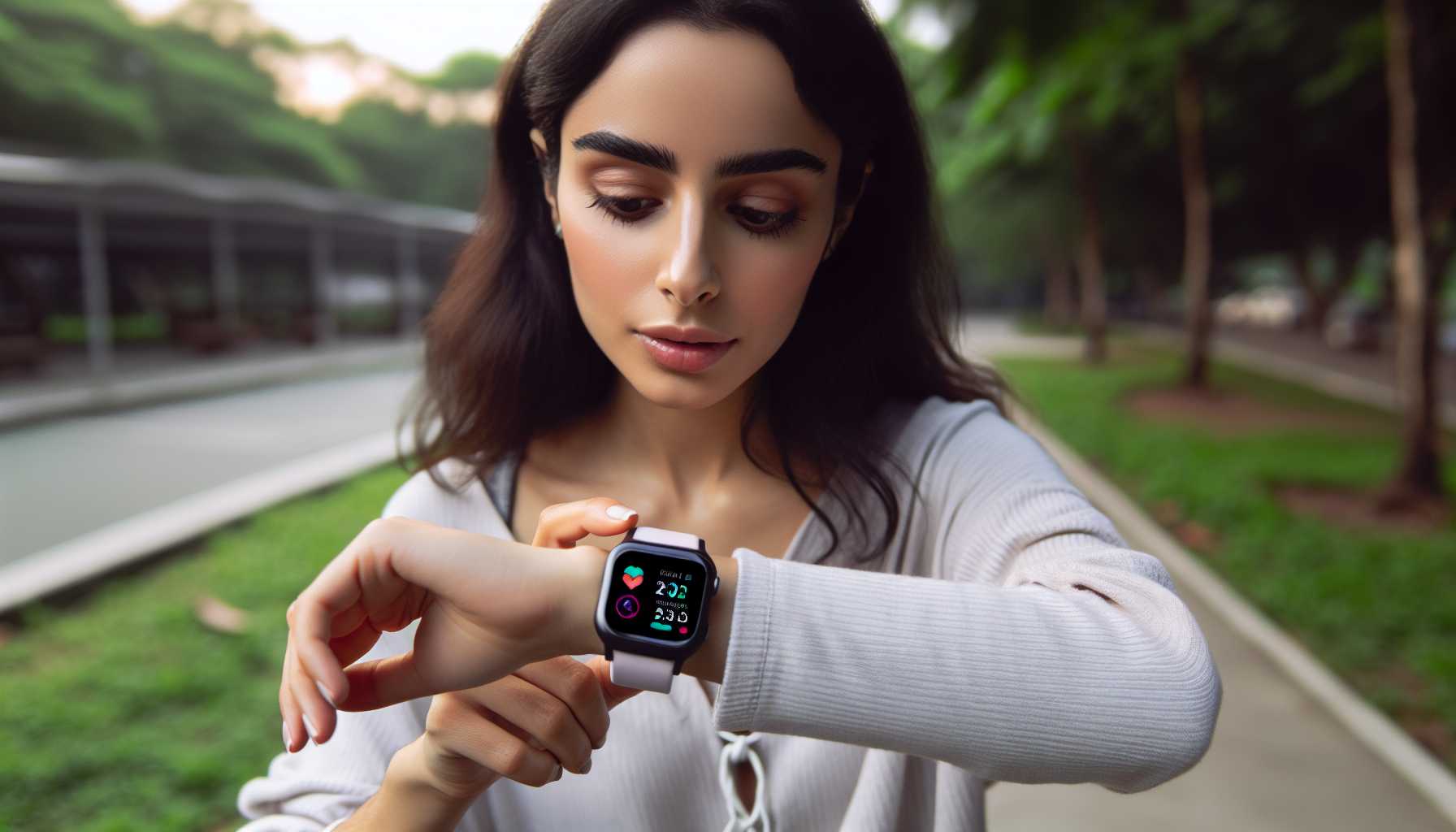 A person using a smartwatch to track their health.