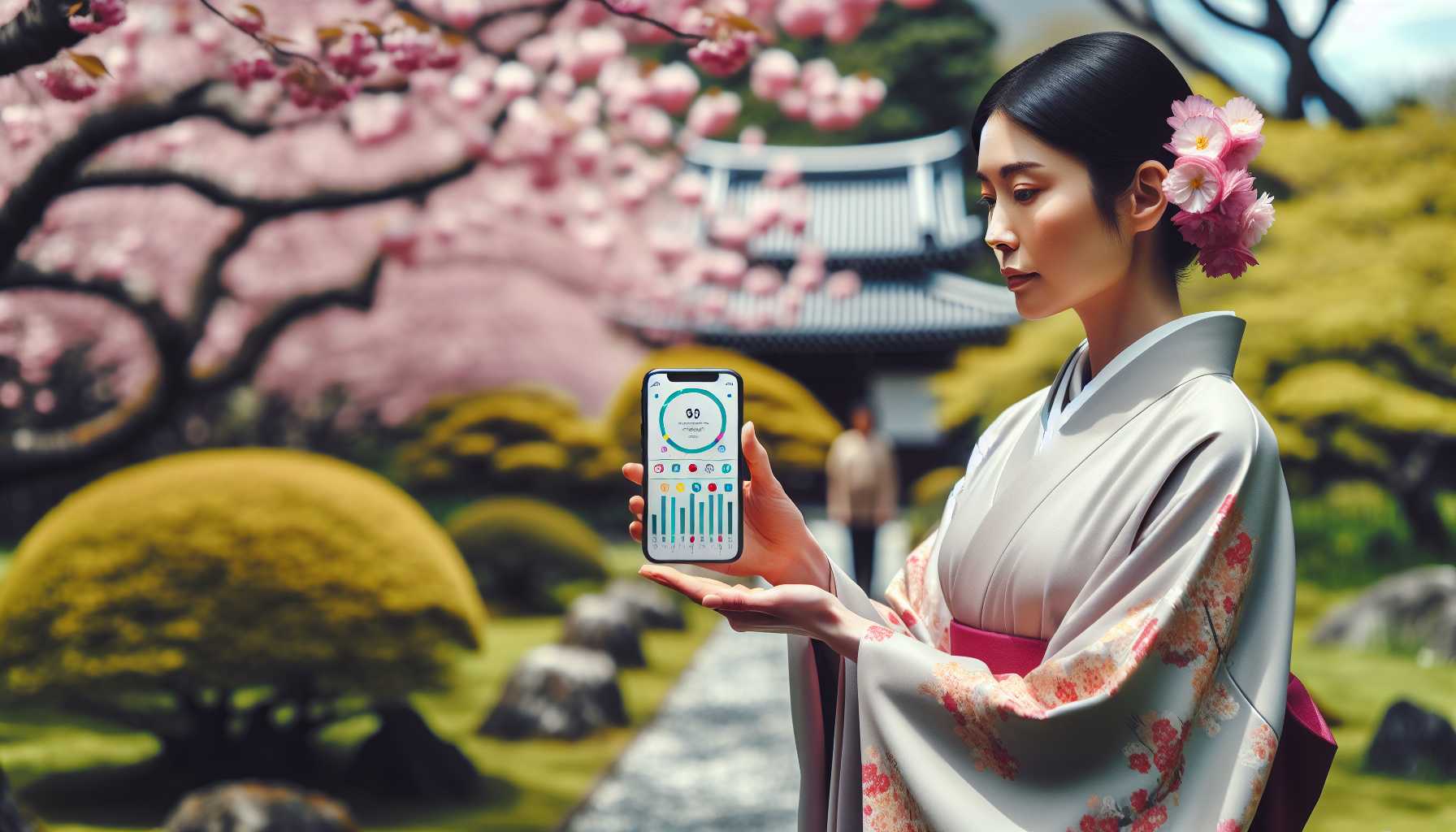 A person in Japan using a health app on their phone.