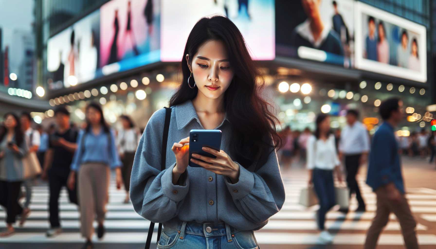 A person in South Korea using a smartphone