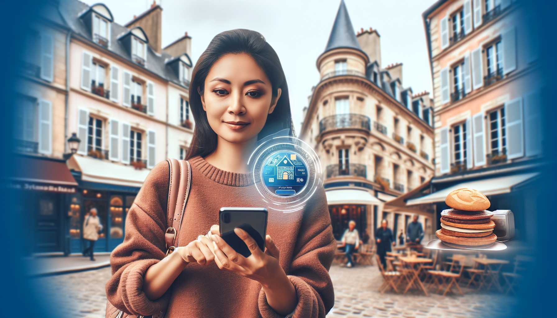 A person in France using a digital wallet to make a payment on their smartphone.