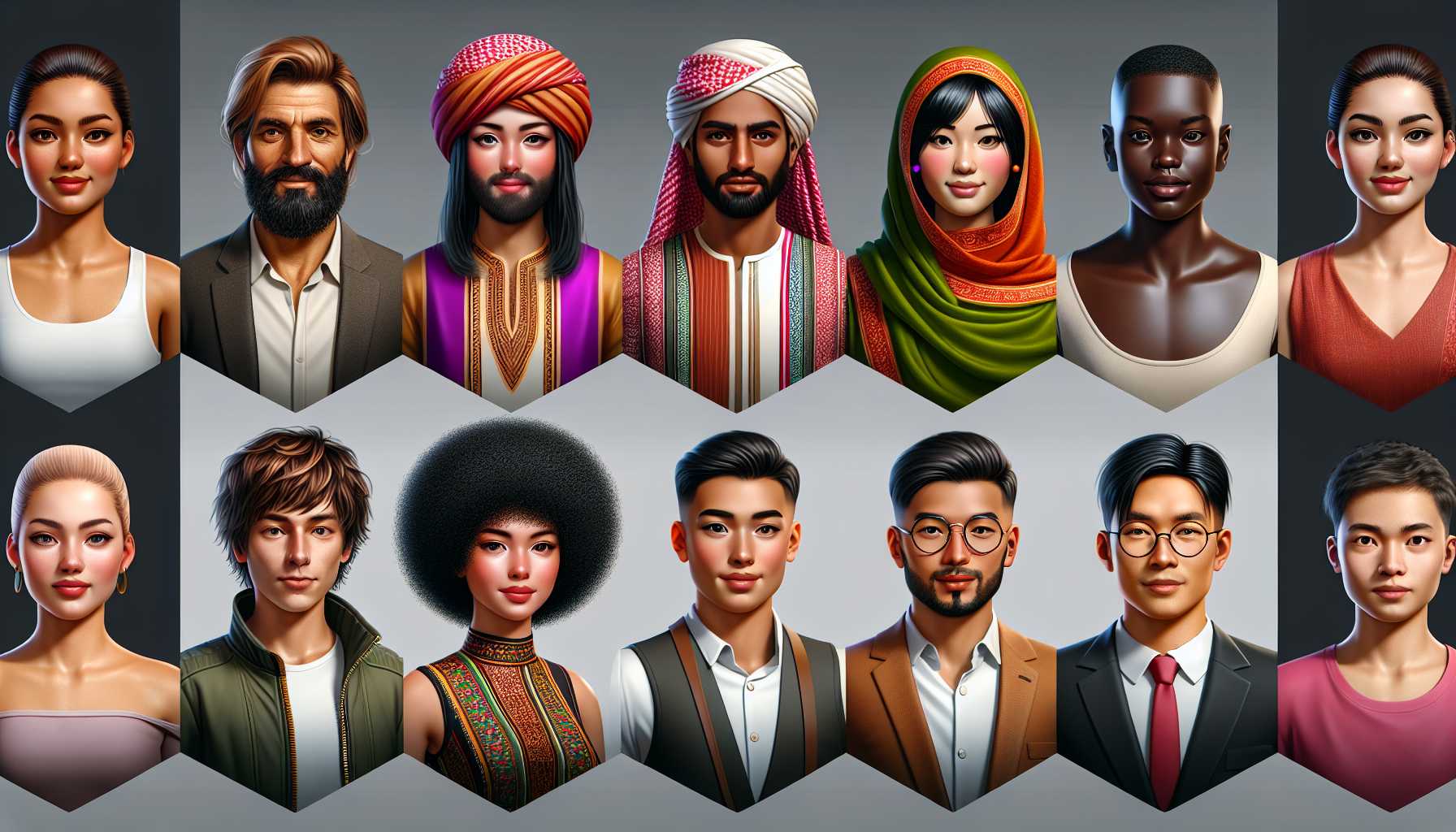 a diverse set of digital avatars