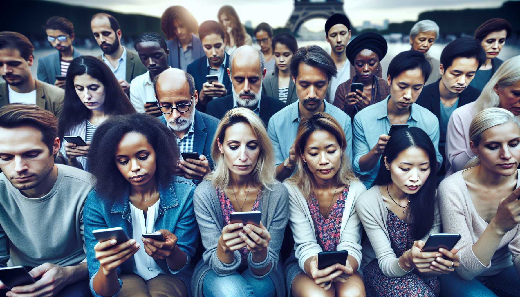 People in France reading tech news on their smartphones