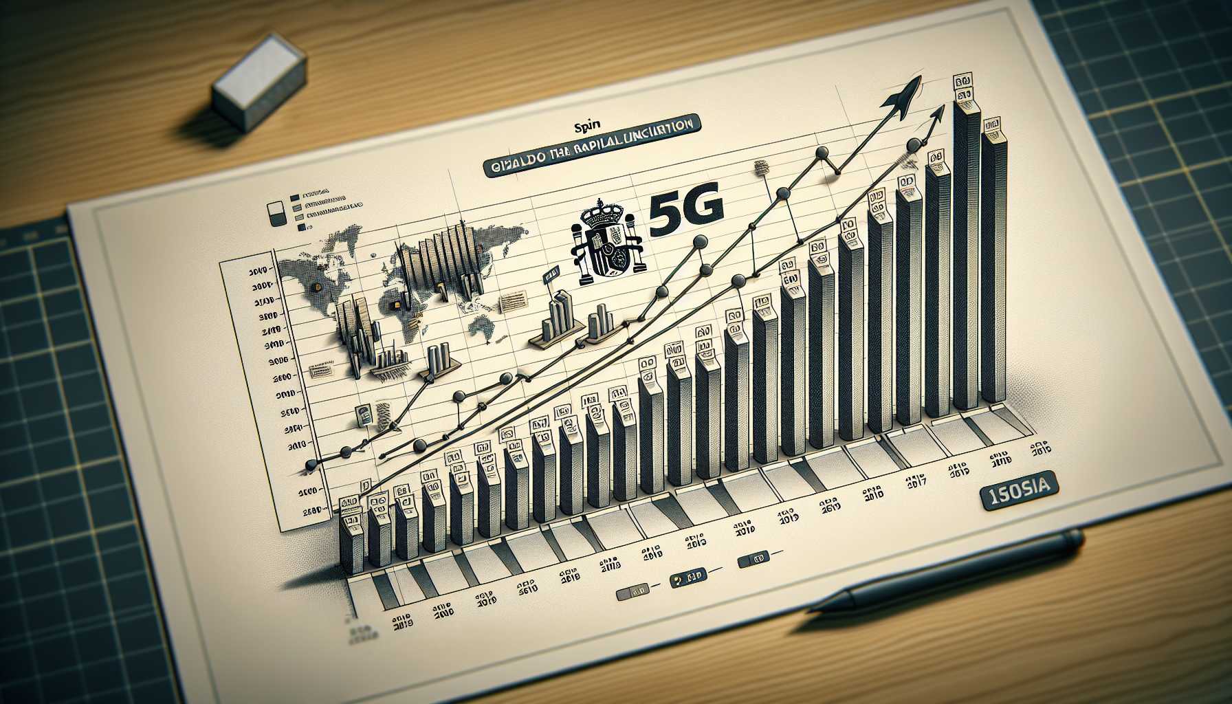 A graph showing the growth of 5G users in Spain