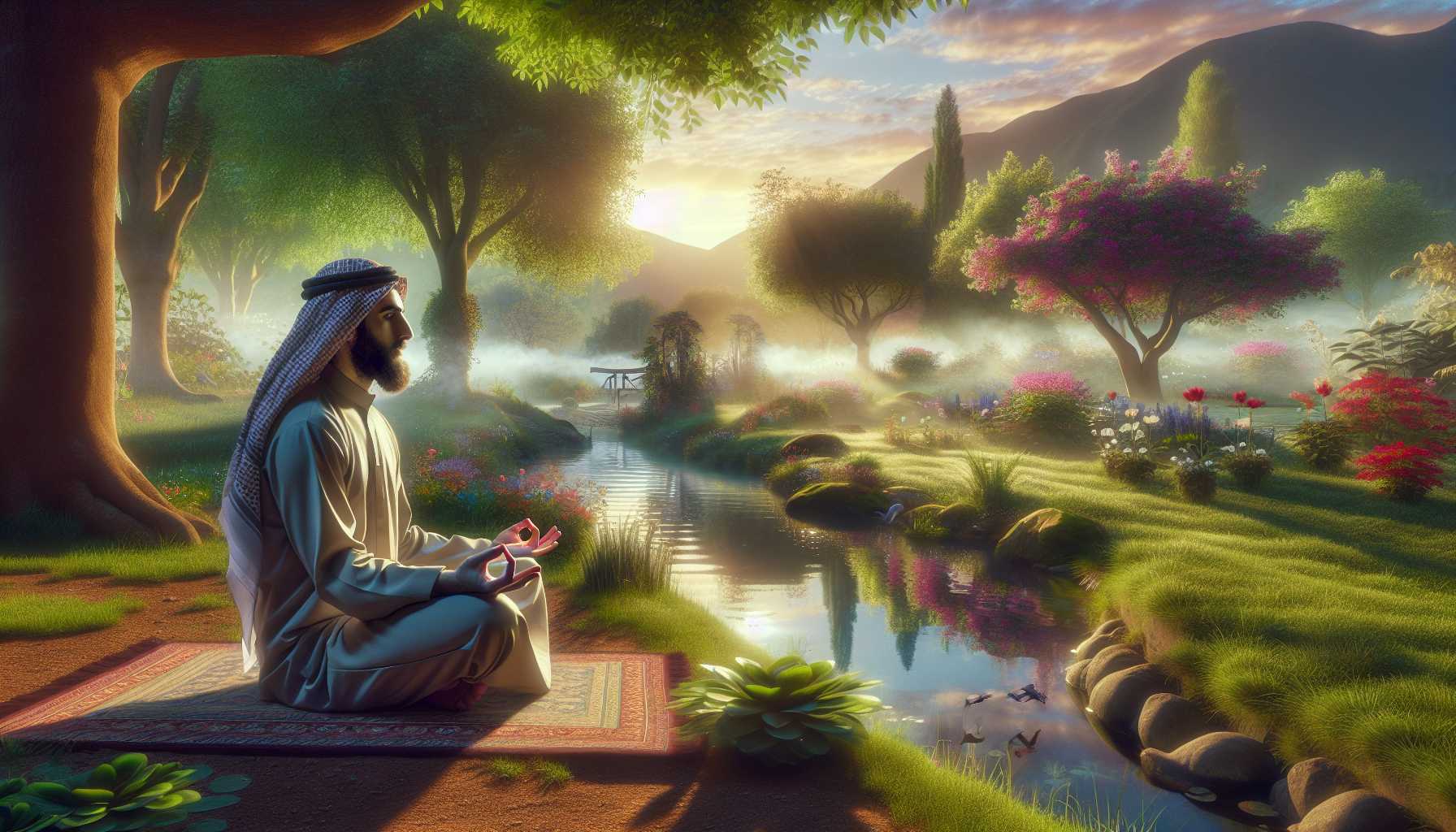 Person meditating in a peaceful setting