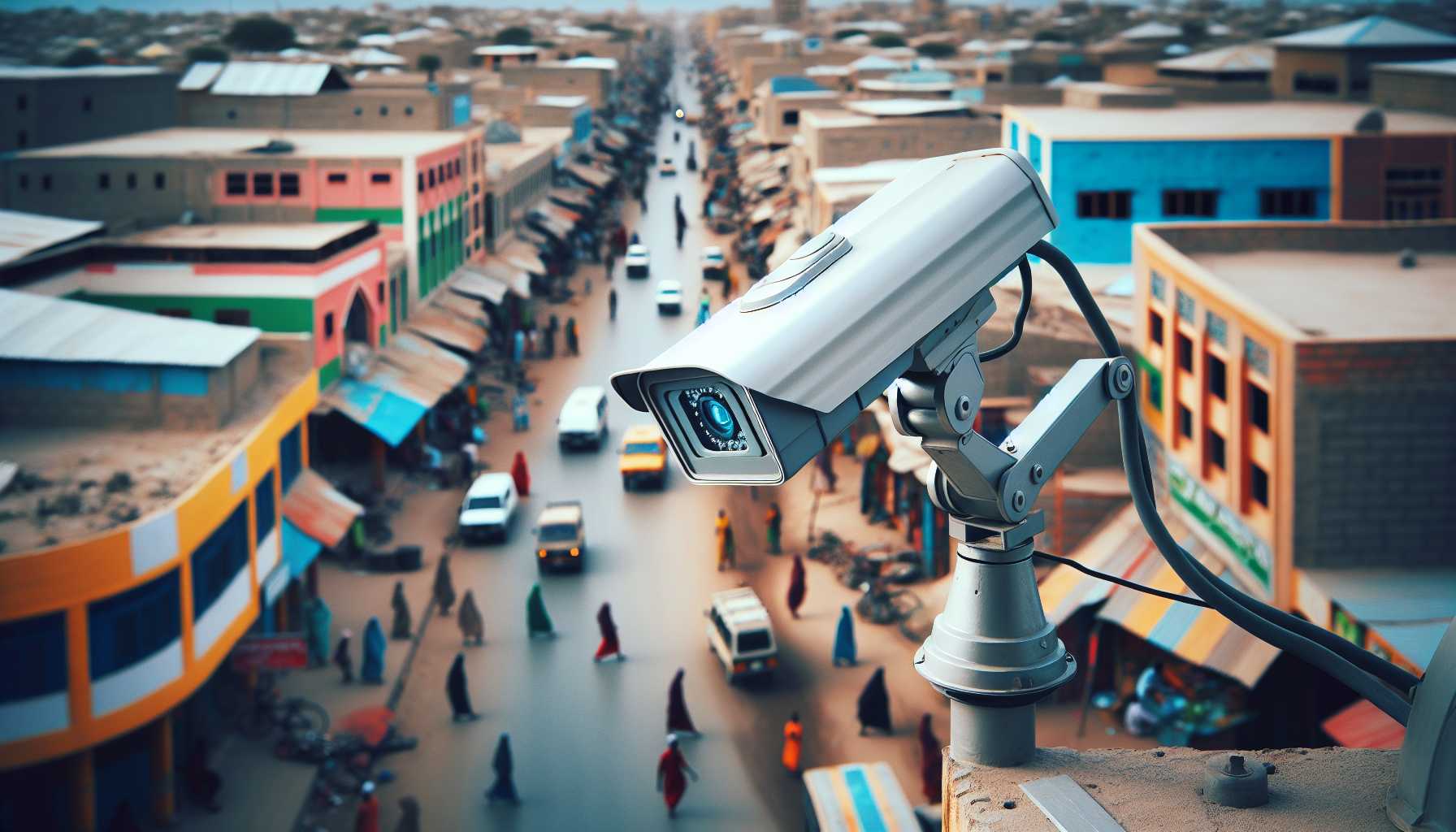 a CCTV camera monitoring a street in Hargeisa, Somaliland