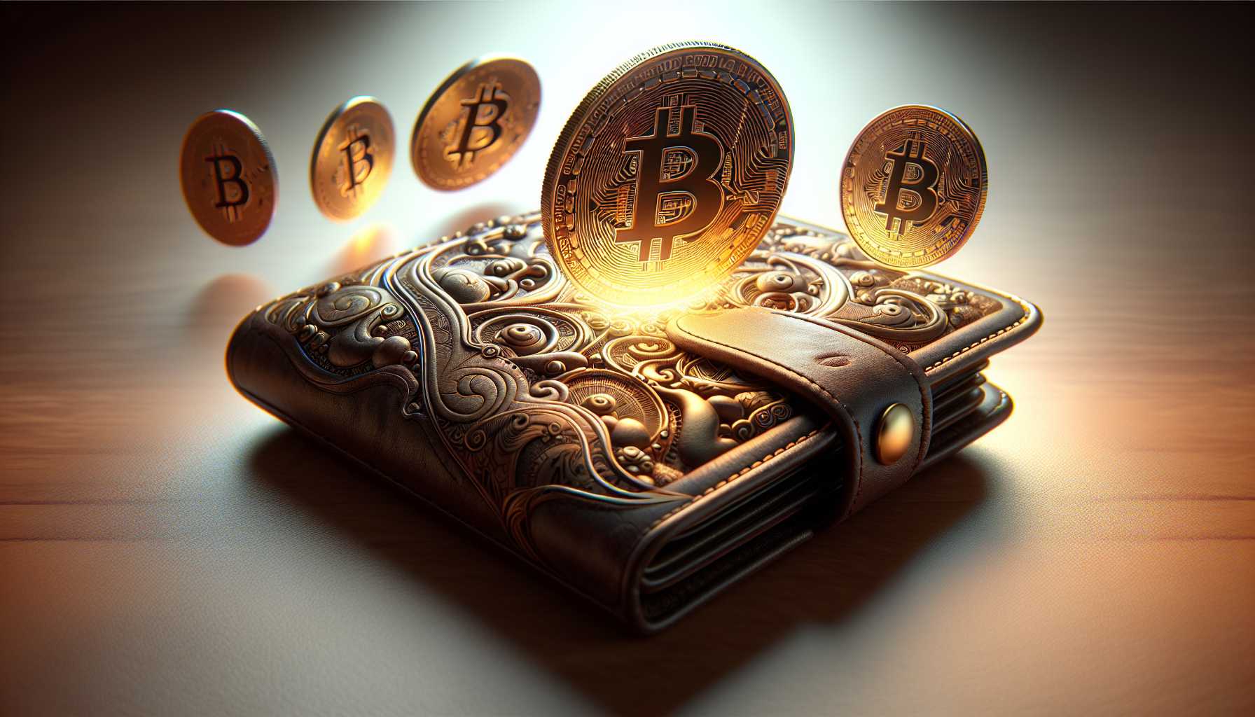 mysterious wallet illustration with bitcoins