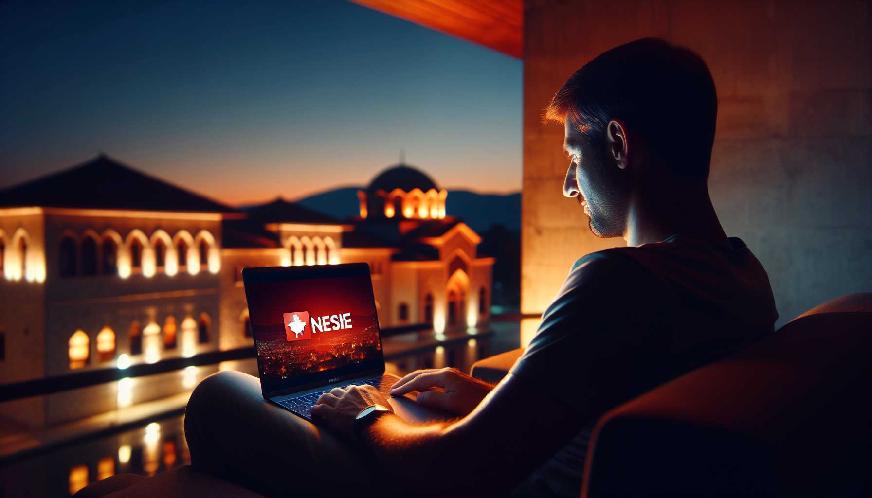 A person in Kosovo watching Netflix on their laptop