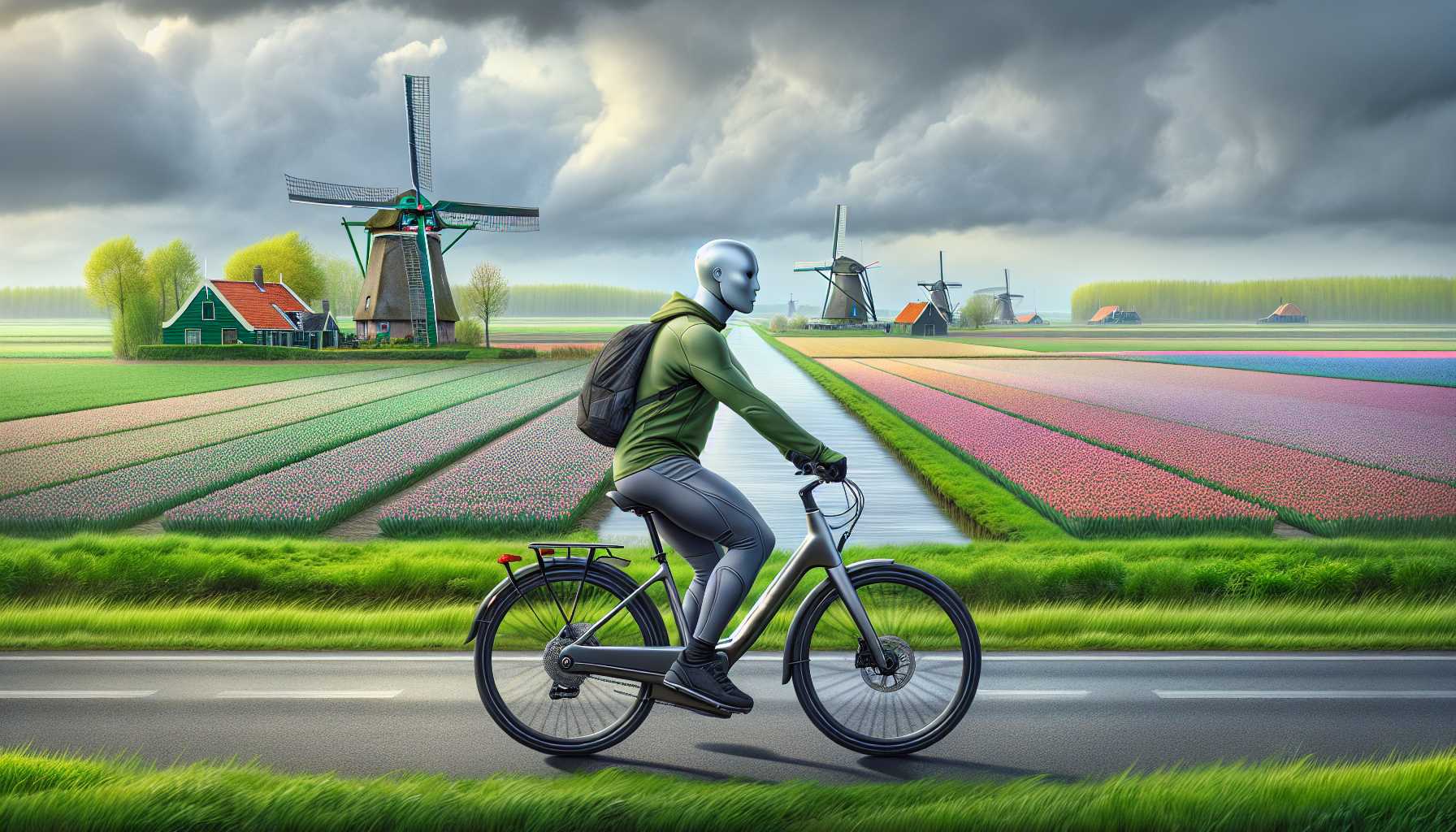 A person riding an e-bike in the Netherlands