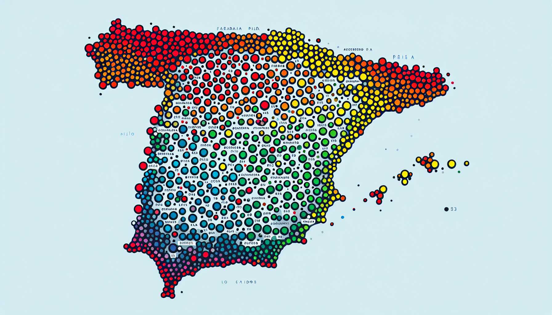 Map of Spain with average download speeds of public Wi-Fi in different cities