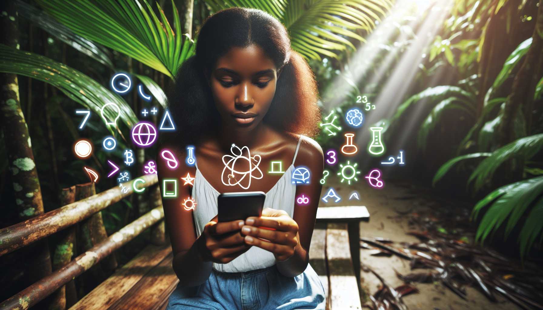 A student in Trinidad and Tobago using a mobile app for educational purposes