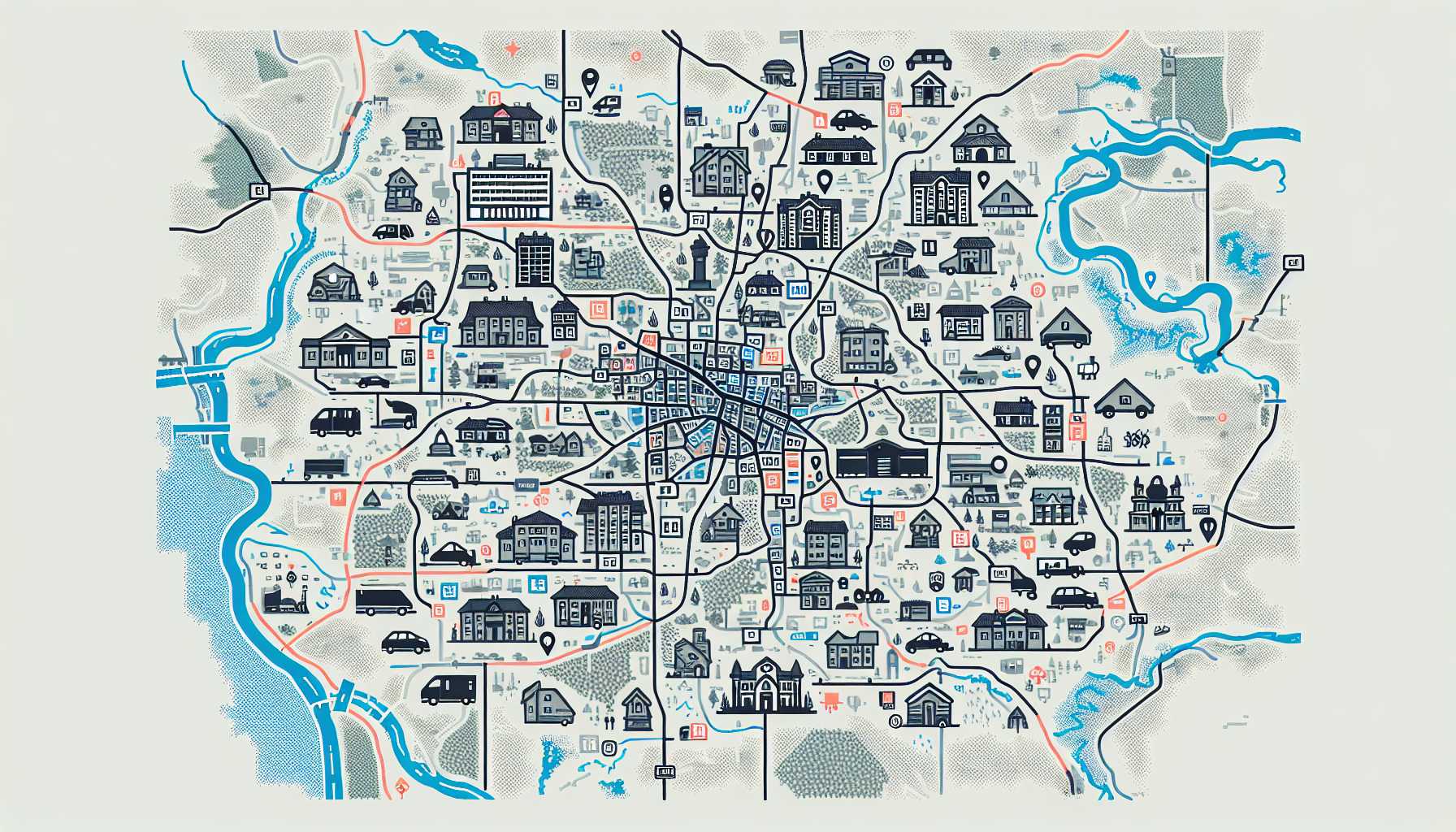 A map of Bashkortostan with many small businesses highlighted