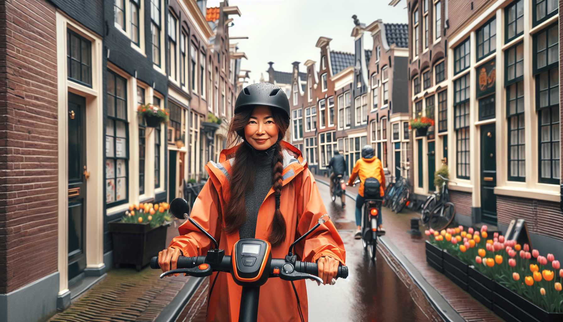 Person riding an electric scooter in the Netherlands