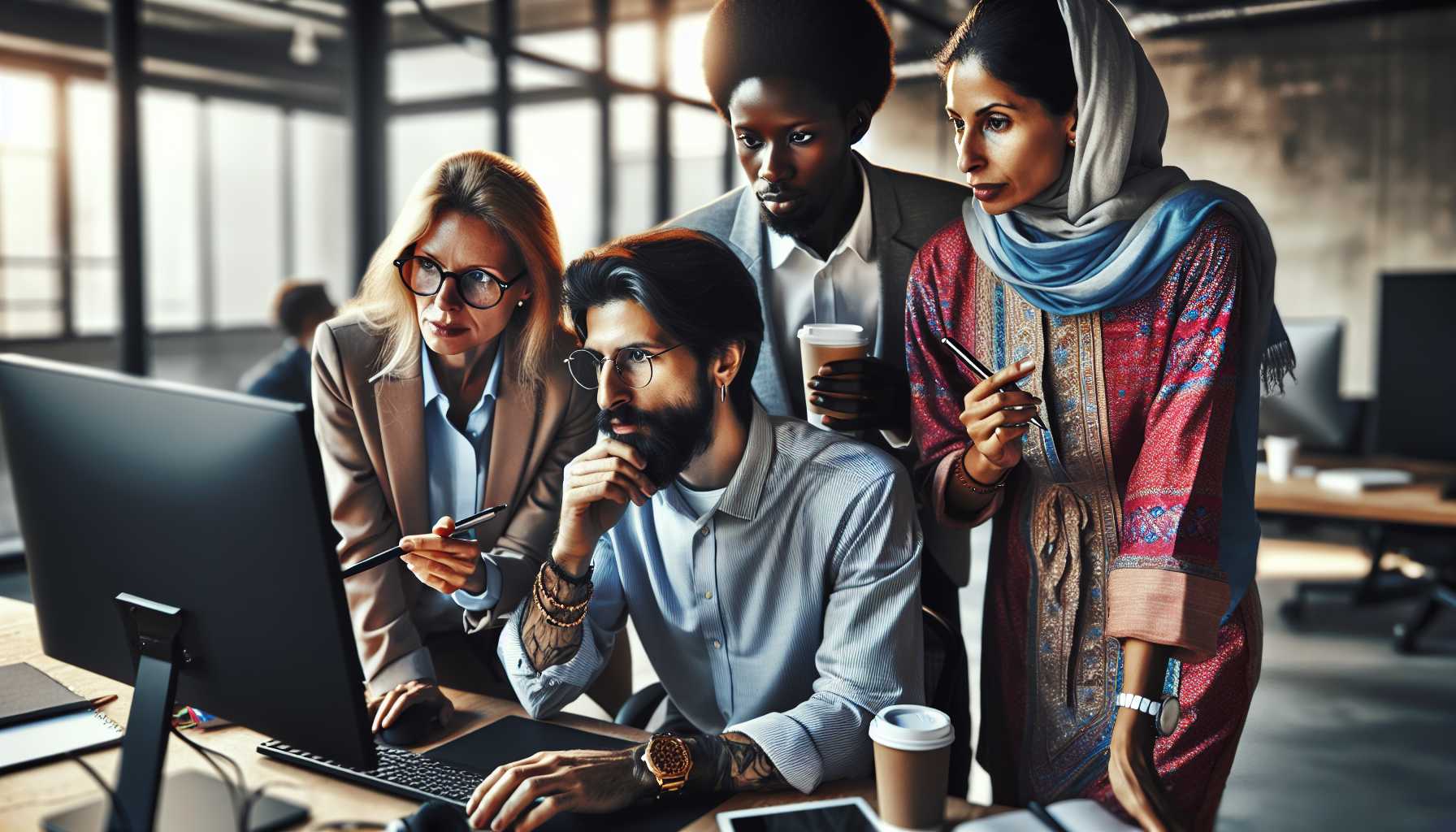 a team of people working together on a computer screen