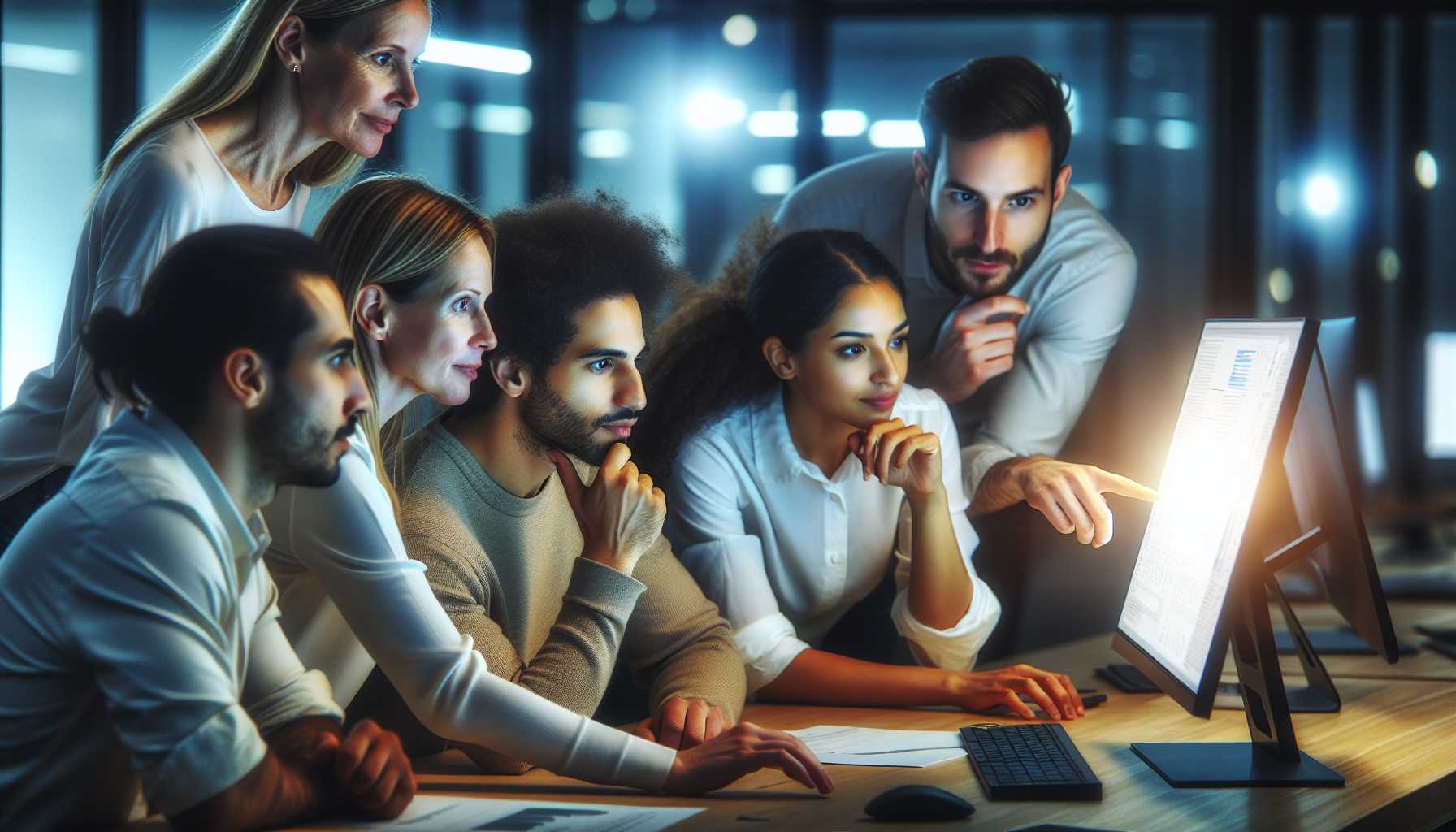 A group of researchers collaborating on a computer screen