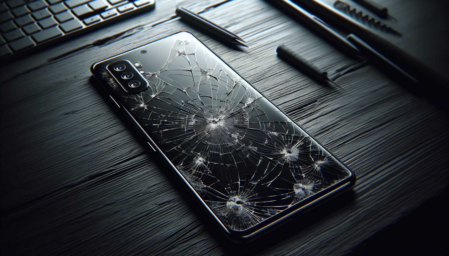 a smartphone with a cracked screen