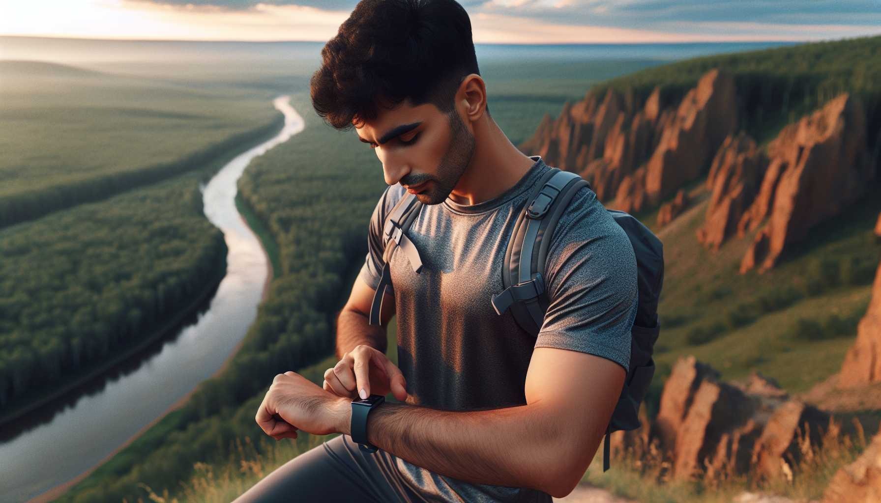 A person in Volgograd Oblast using a fitness tracker to monitor their health.