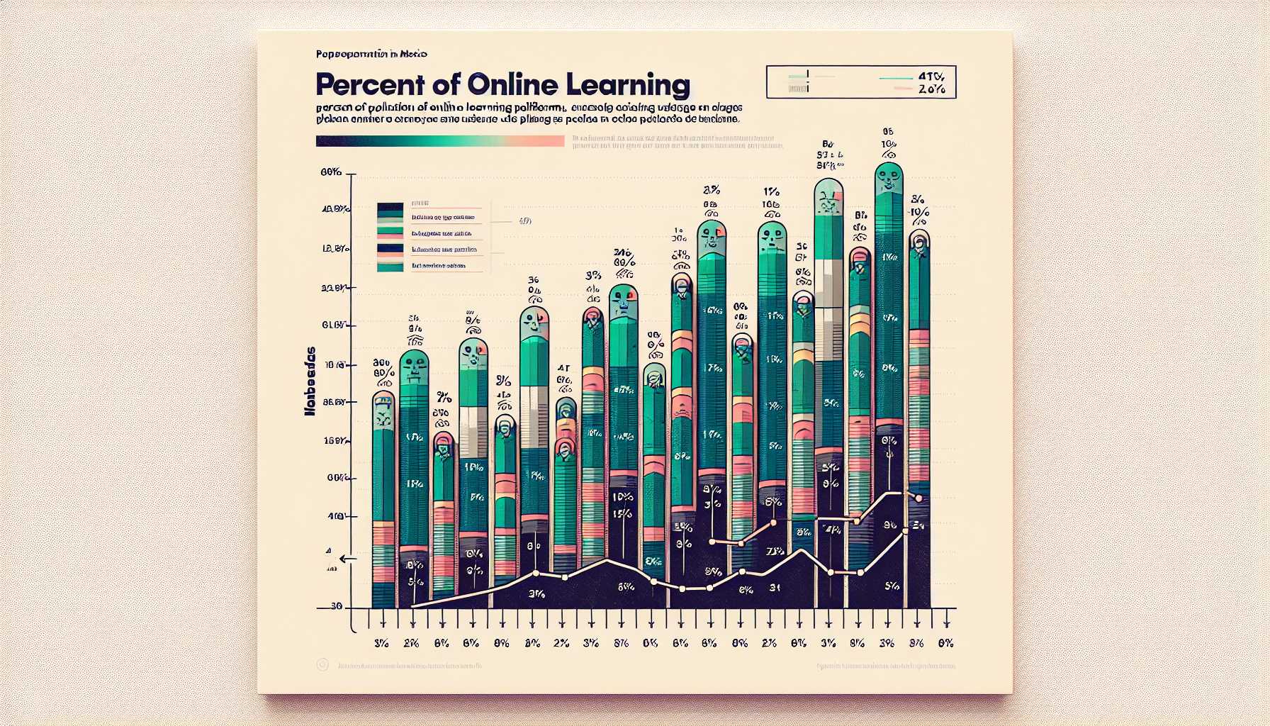 Graph showing the percentage of the population in Mexico using online learning platforms