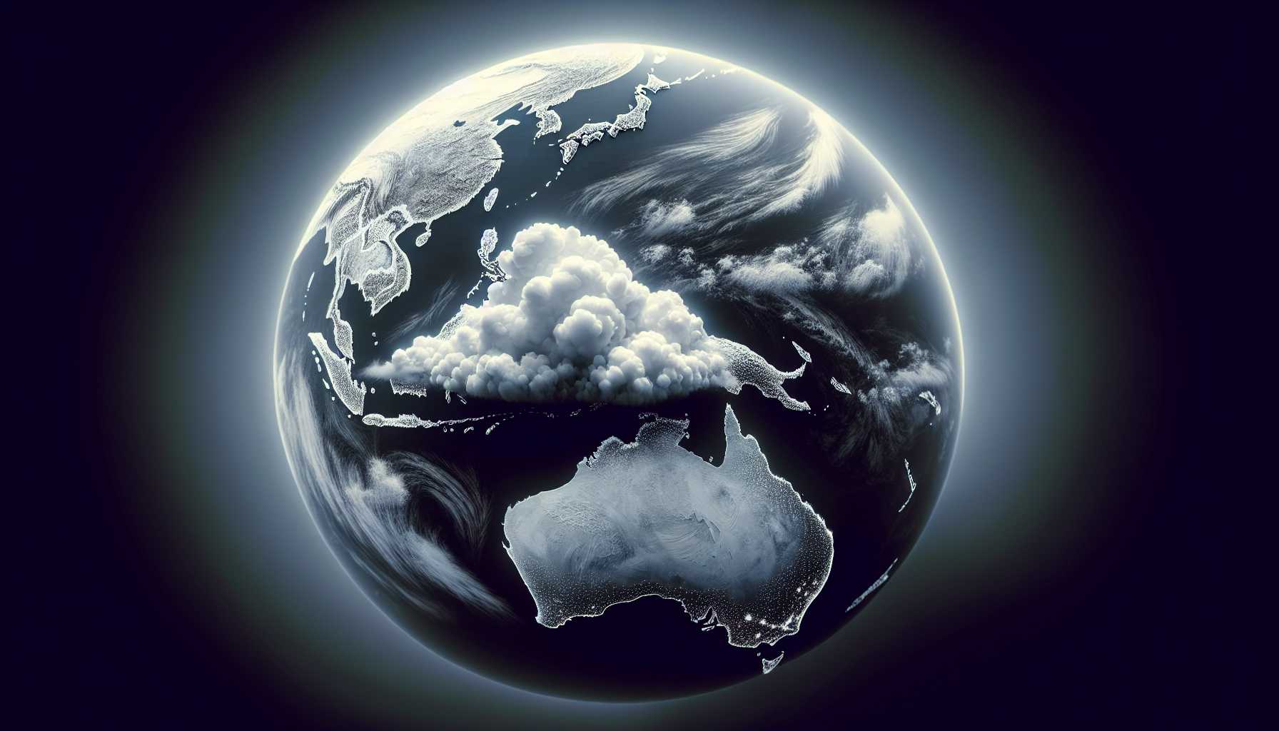 a globe with a cloud symbol over the Cocos (Keeling) Islands