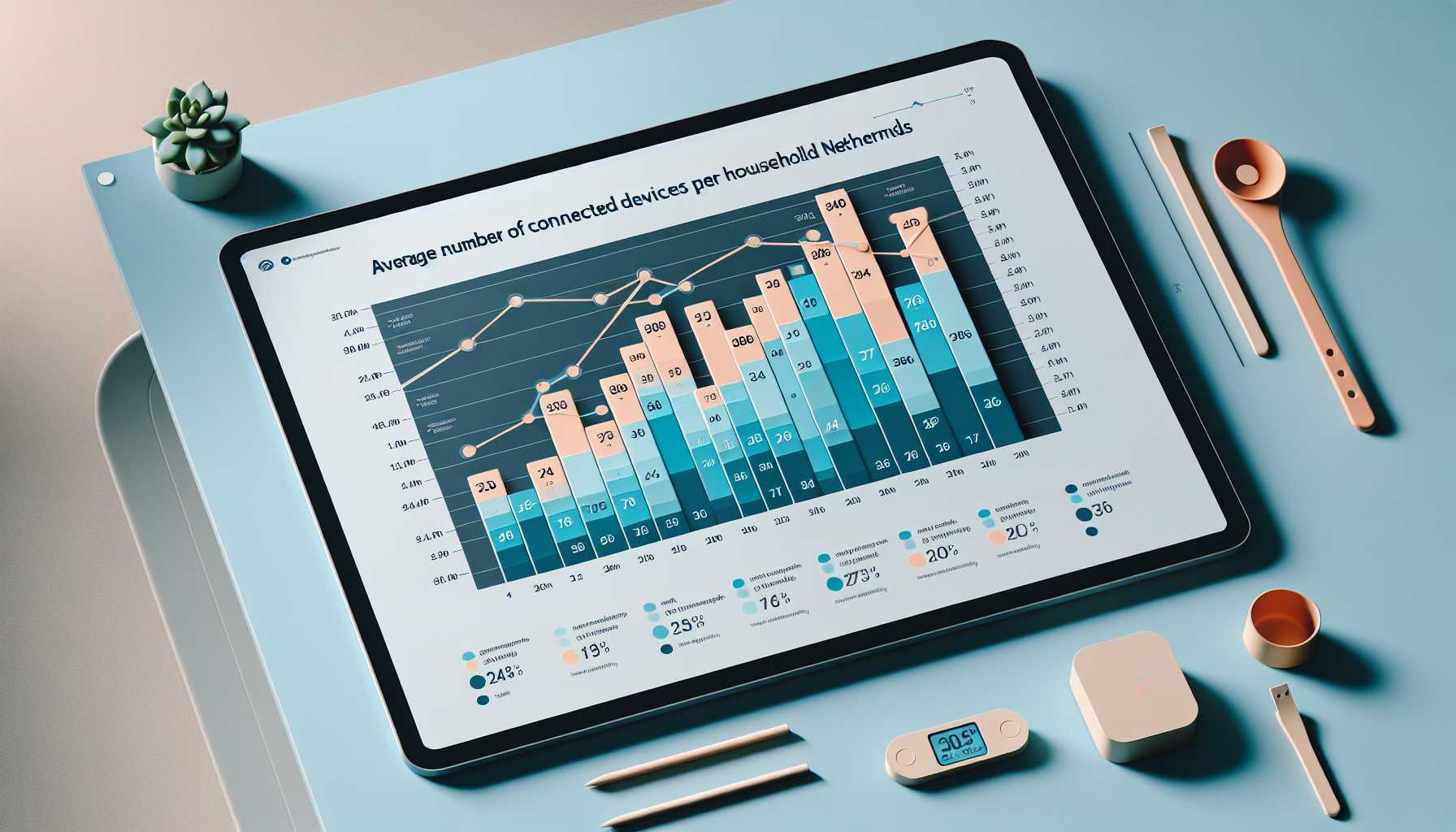 a graph showing the average number of connected devices per household in the Netherlands