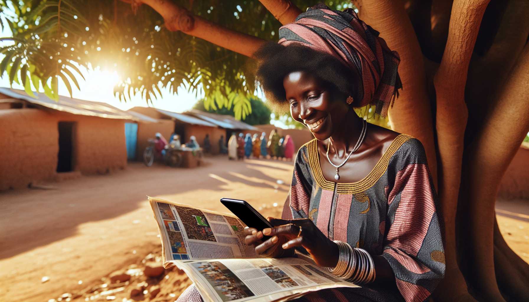 A person in Burkina Faso using a mobile app for local news