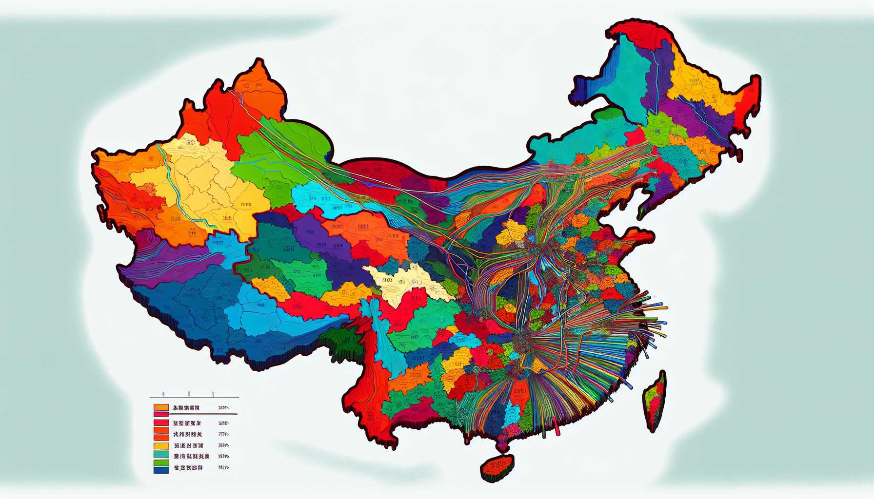 Map of China with different colors representing internet speeds