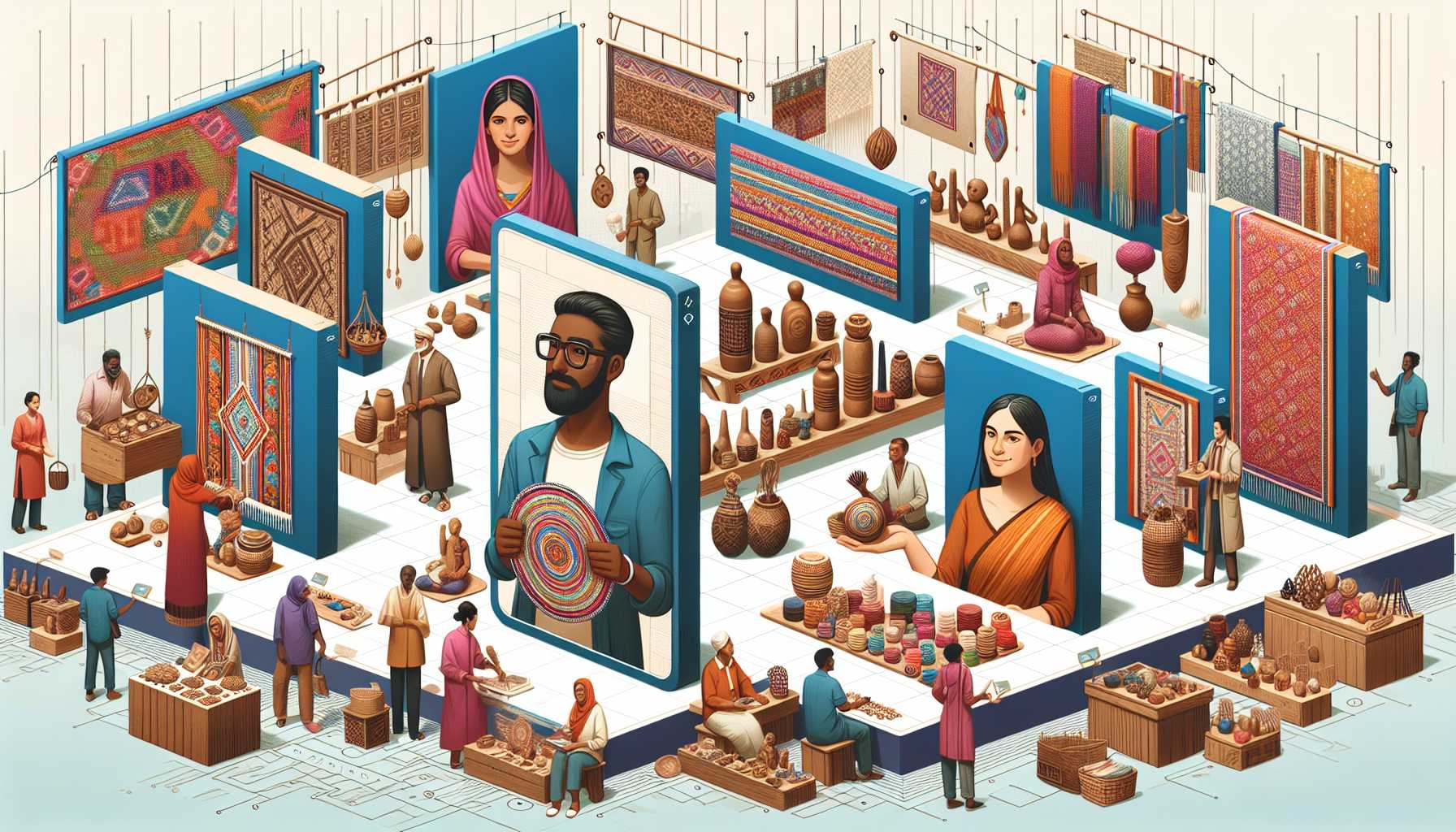 Artisans selling their products at an online marketplace