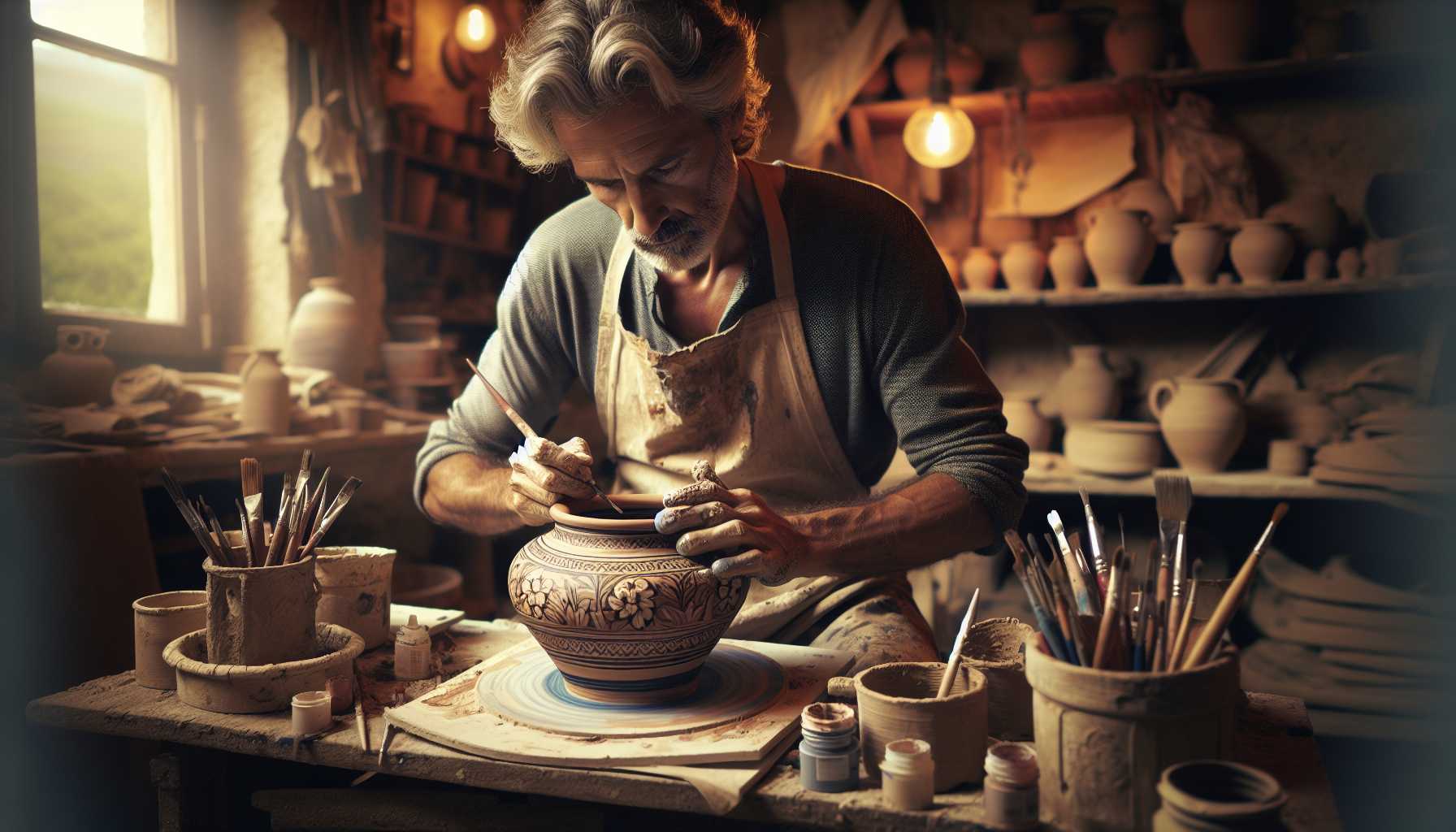 An Italian artisan creating a handcrafted product