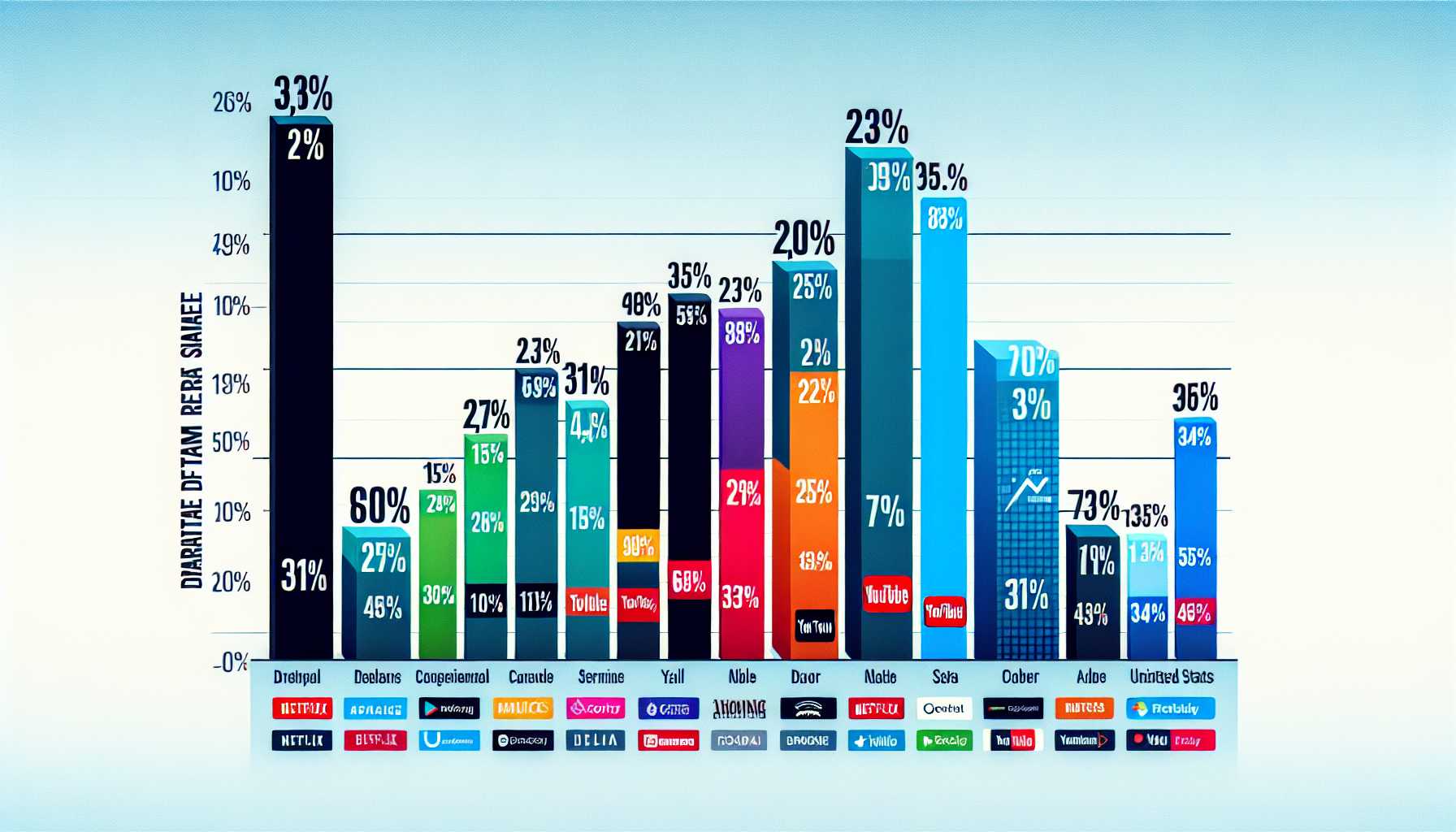 Market share of different streaming services in the USA