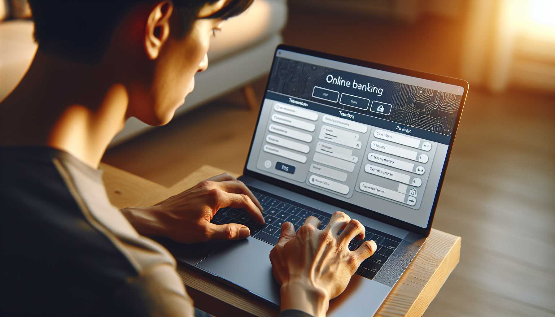 Person using a laptop for online banking