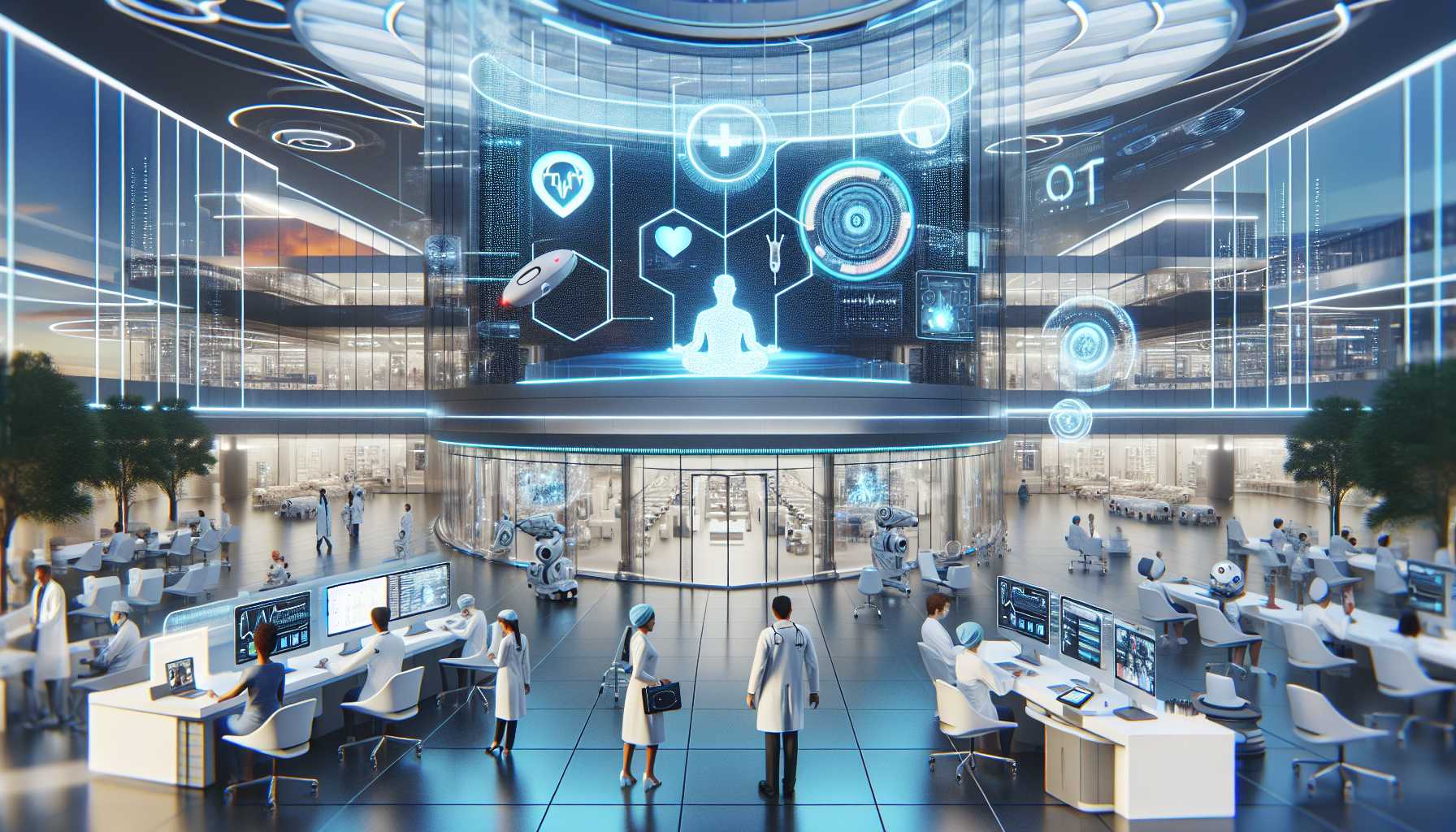 image of a futuristic hospital using AI technology