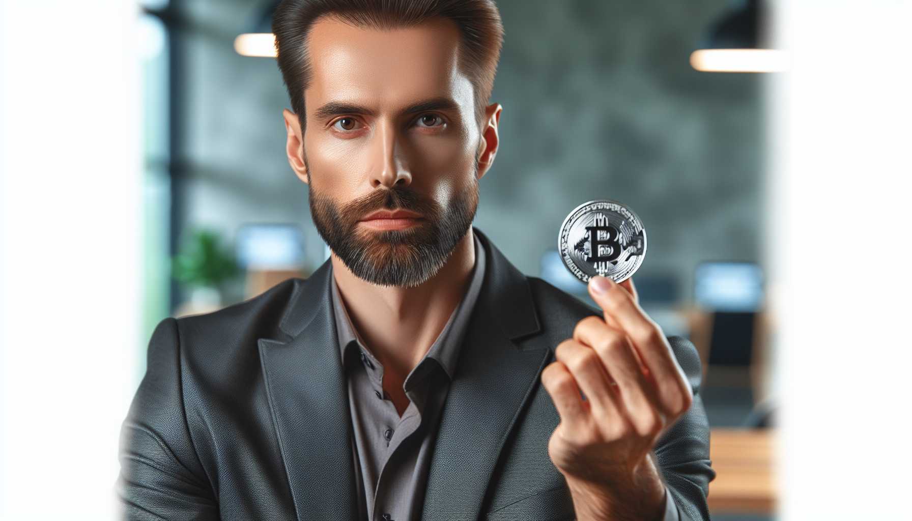 David Sacks depicted as a tech policy strategist with a crypto coin