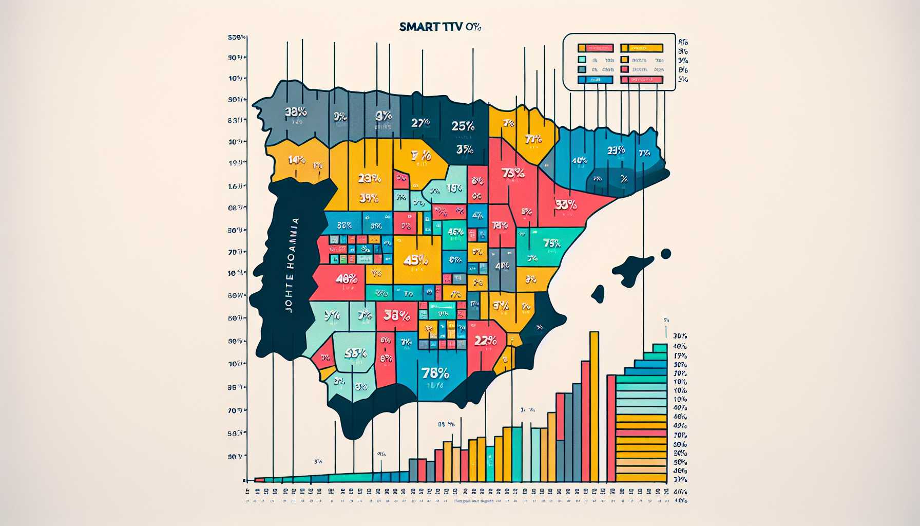 Graph showing the percentage of smart TV ownership in Spain by region