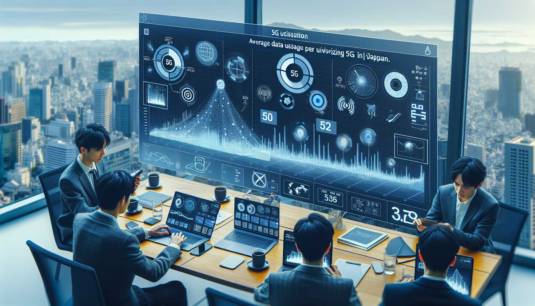 Graph showing average data usage per user on 5G networks in Japan