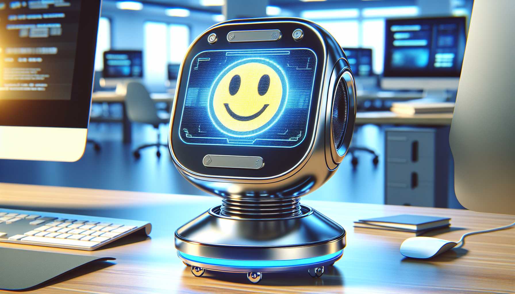 A customer service chatbot with a happy face