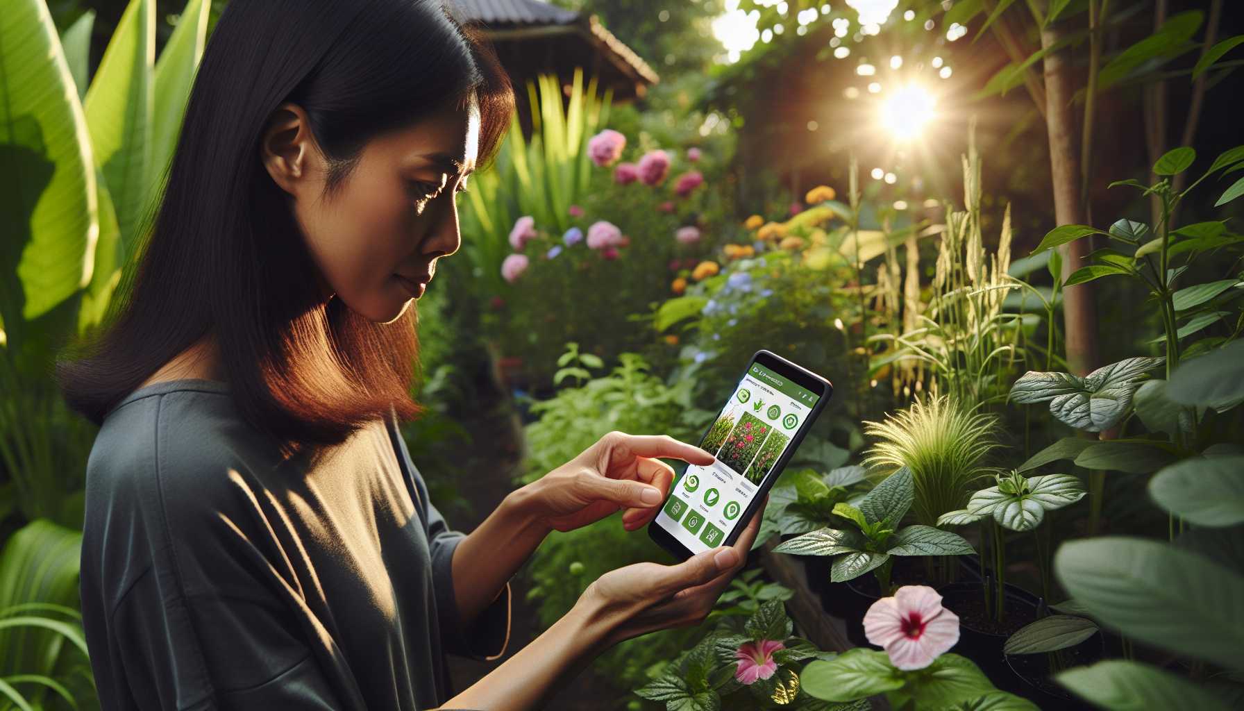 a person using a gardening app on their phone