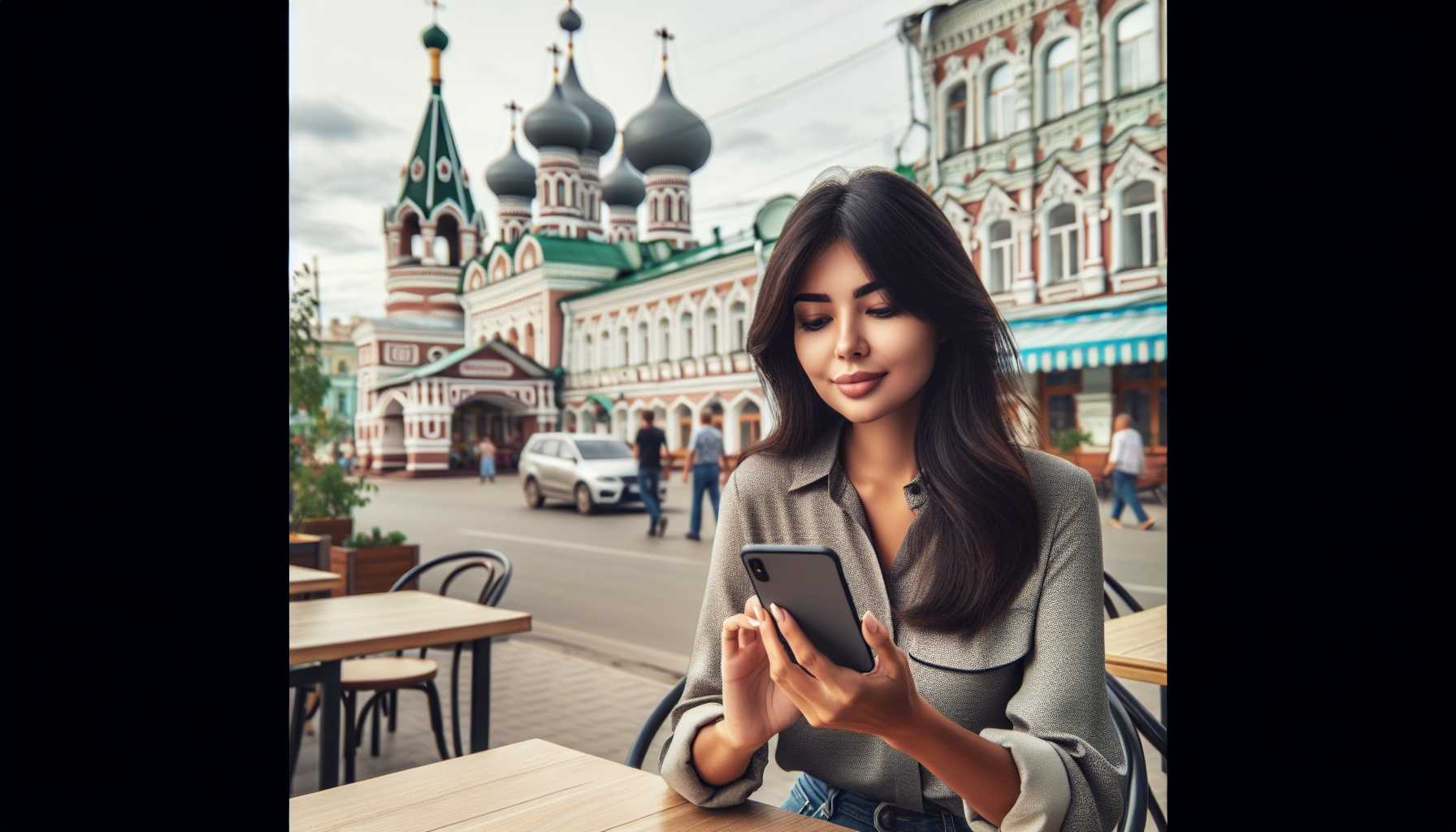 Person using a smartphone to make an online payment in Astrakhan Oblast