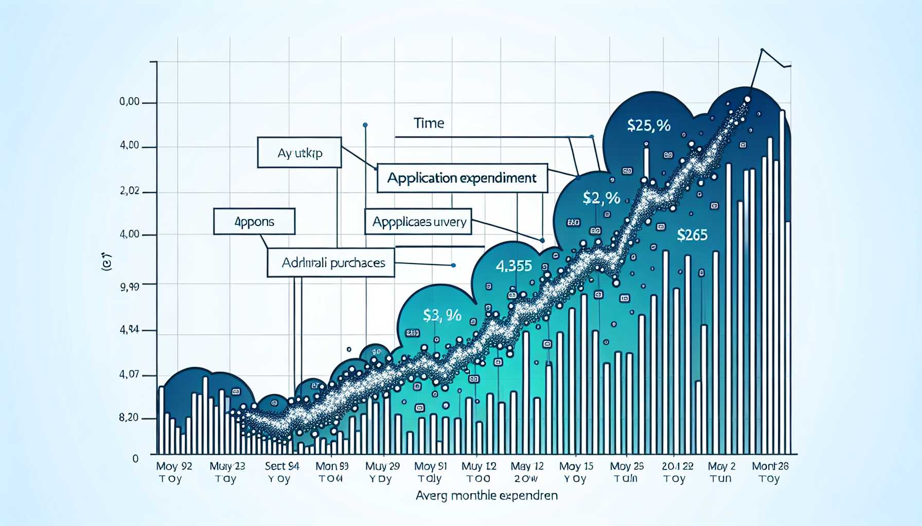 A graph showing the average monthly spend on app purchases in South Korea over time.