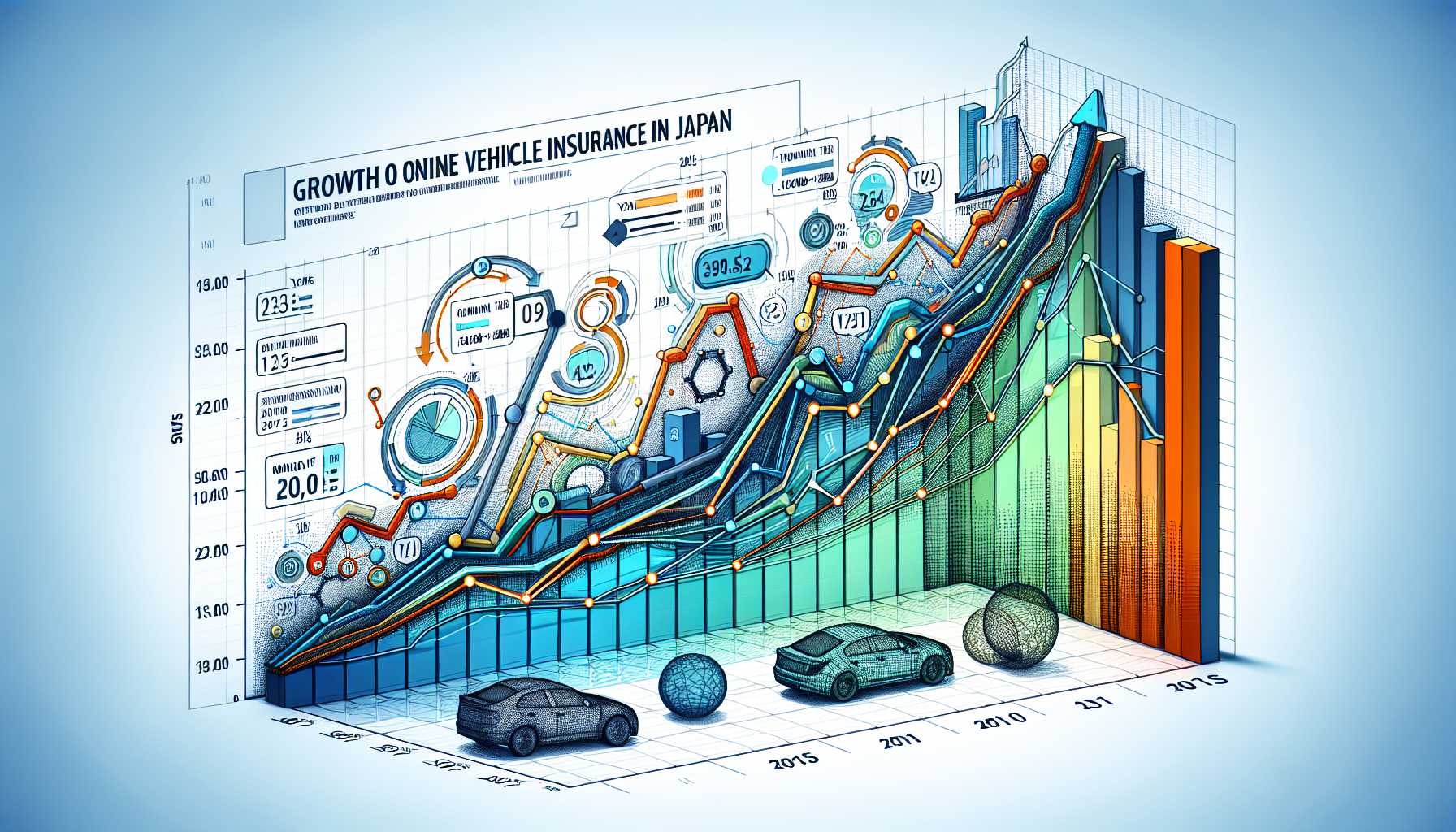 A graph showing the growth of online vehicle insurance in Japan