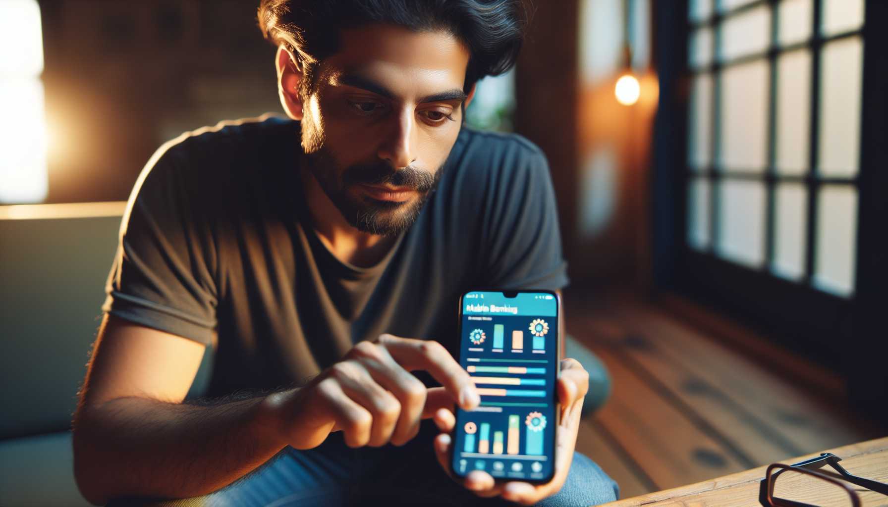 A person using a smartphone app to manage their personal finances.