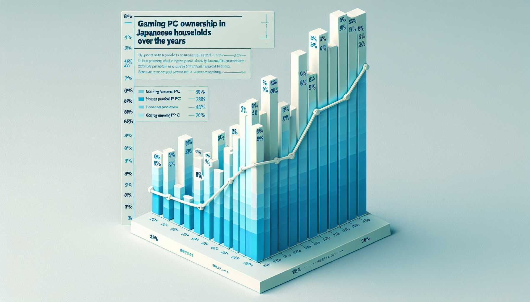 A bar graph showing the percentage of households in Japan that have a gaming PC.