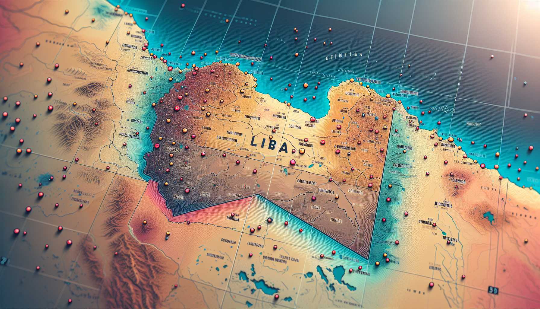 Map of Libya with major cities highlighted