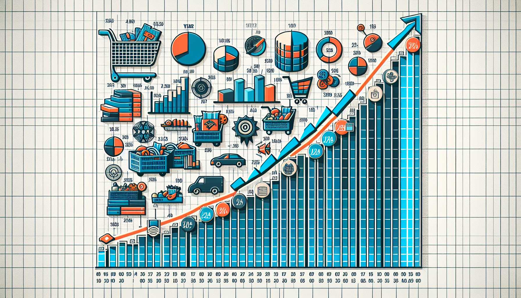 A graph showing the growth of online grocery shopping in Udmurtia