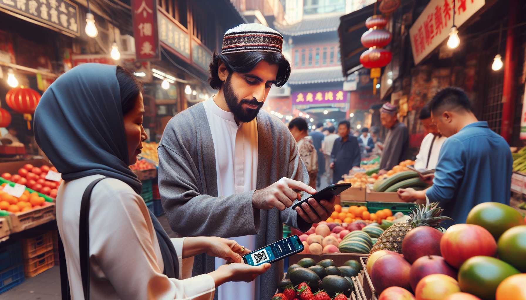 a person using their phone to pay for something in China