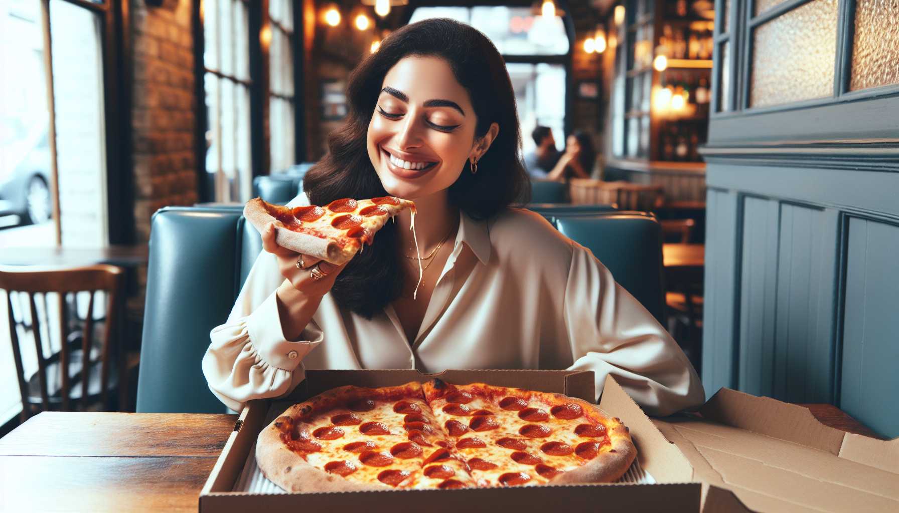 person eating a pizza predicted by AI